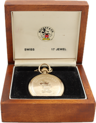 Vintage Colibri Mickey Mouse Pocket Watch UT 6498 Limited w Wood