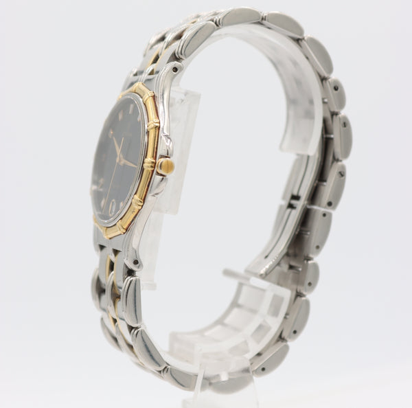 Vintage 35mm Cyma Men's Quartz Wristwatch Swiss Made Steel & 18k Gold Bezel