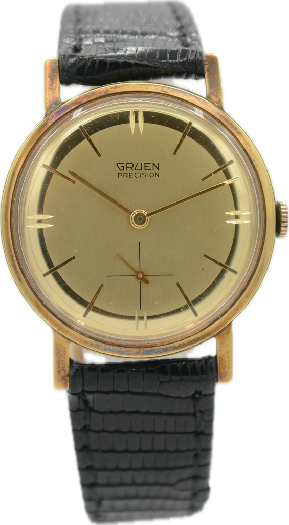 Vintage 33mm Gruen Gold Mirror Dial Men's Mechanical Wristwatch N 510R Rare