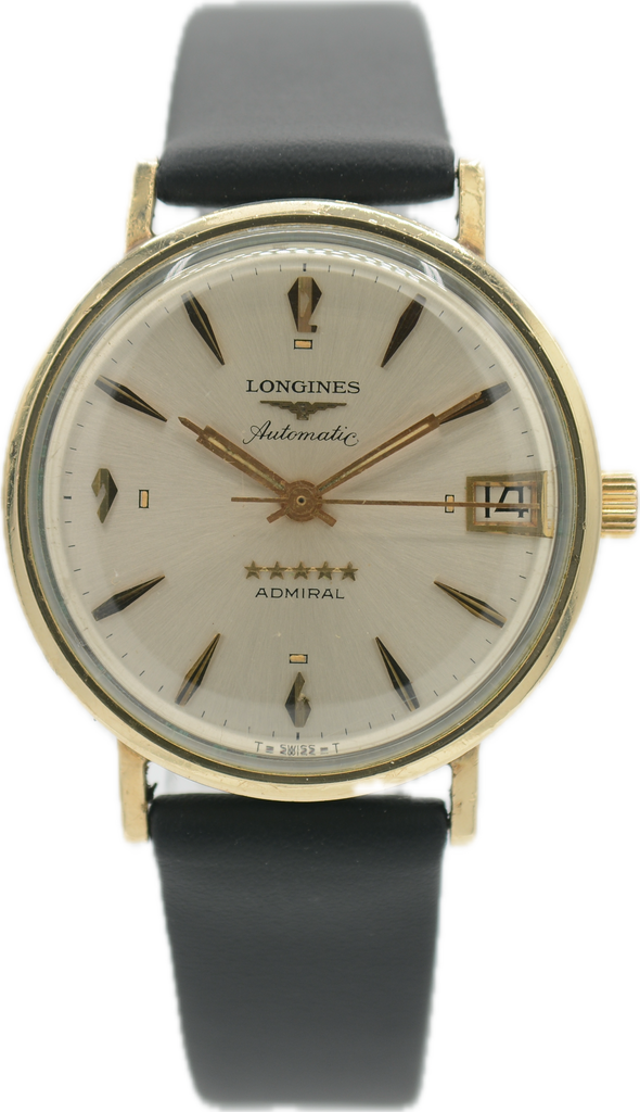 Vintage 35mm Longines 5 Star Admiral Men's Automatic Wristwatch 14k Gold Bezel