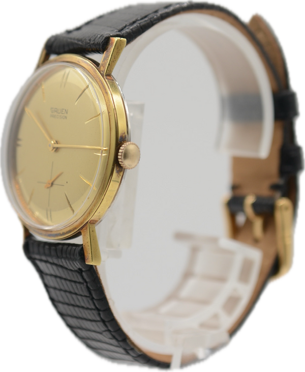 Vintage 33mm Gruen Gold Mirror Dial Men's Mechanical Wristwatch N 510R Rare