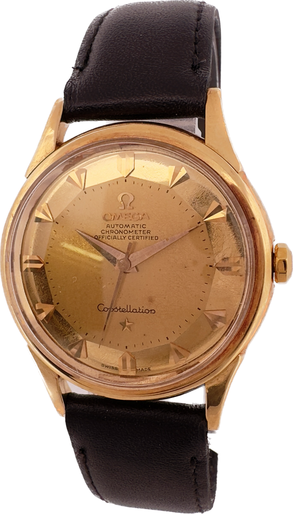 Vintage Omega Constellation Pie Pan Deluxe 14381/2 SC-2 Wristwatch 18k Gold