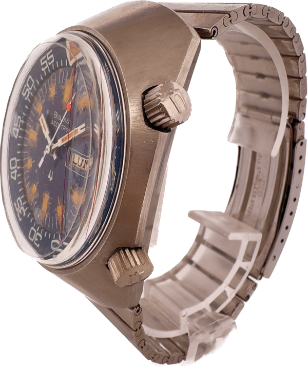 Vintage Accutron Lobster Compressor Diver Men's Wristwatch Rare w Tropical Dial