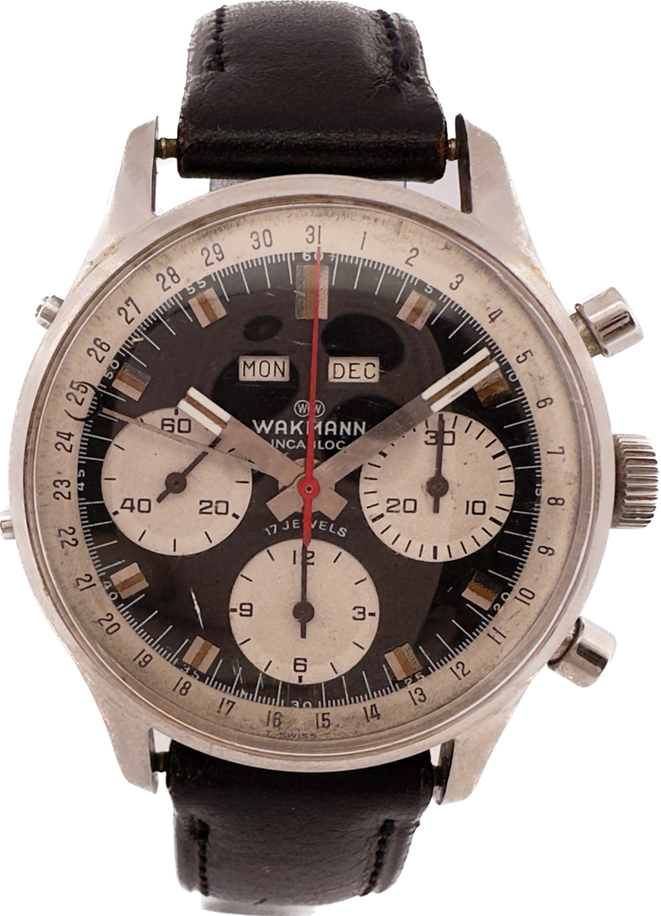 Vintage Wakmann Triple Date Panda Dial Men's Chronograph Vintage Wakmann Triple Date Panda Dial Men's Chronograph