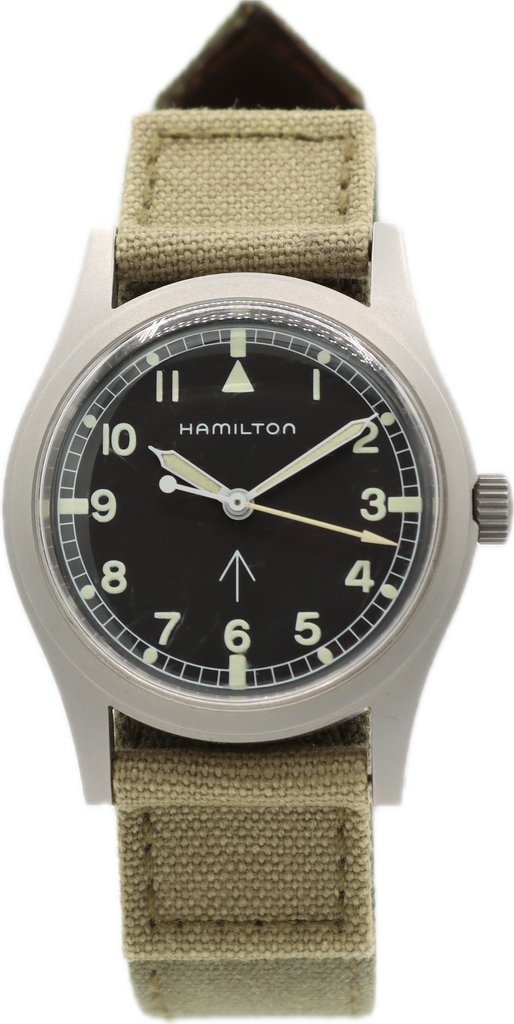 33mm 1992 Hamilton 9965 Khaki Broad Arrow Men's Wristwatch 1Year Production Rare