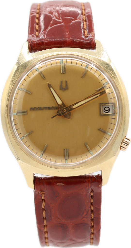 Vintage 33mm 1966 Bulova Accutron Men's Tuning Fork Wristwatch 218 D 14k Gold