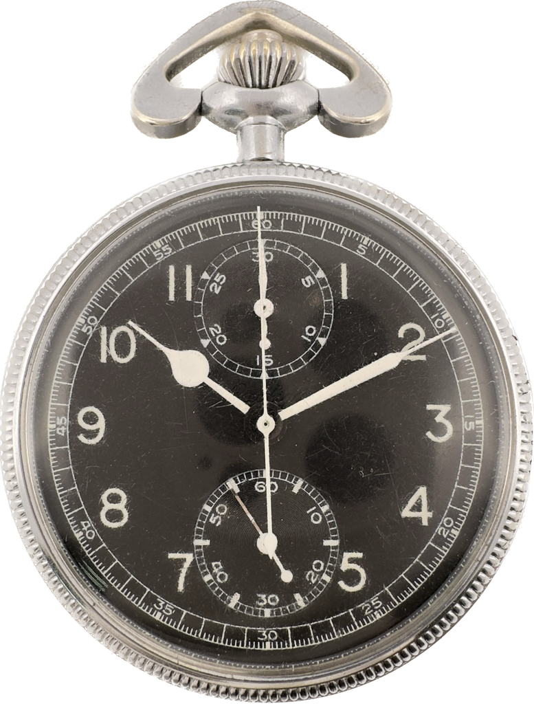 Vintage Breitling Wakmann Military Chronograph Pocket Watch Valjoux 5 Chrome