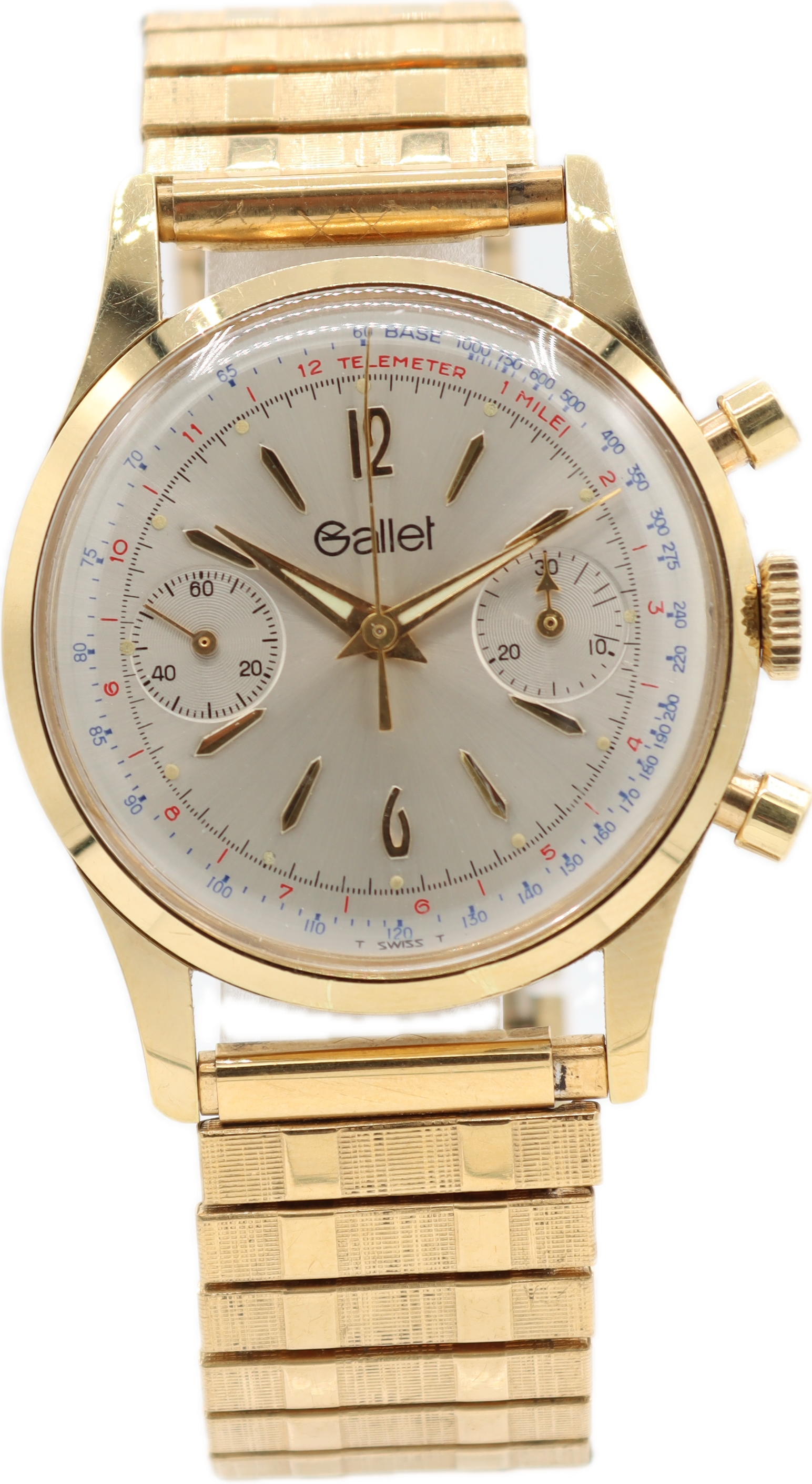 Gallet 1960's Vintage Gallet 3-Register Multichron Chronograph Stainless  Steel Watch 13681