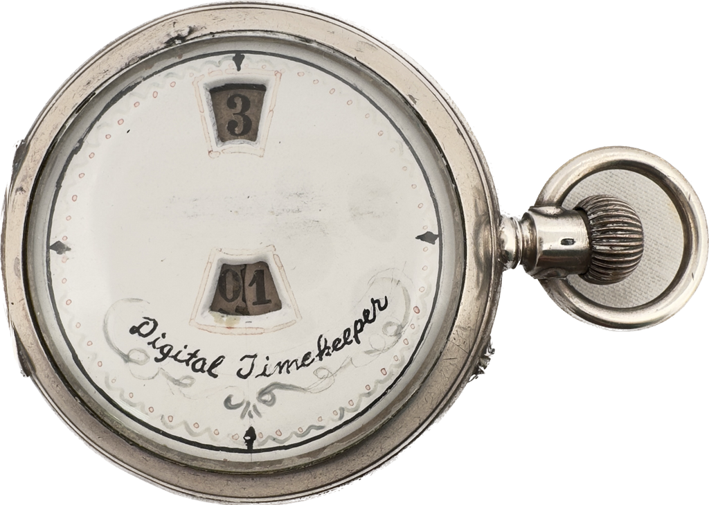 Antique IWC / International Co. Pallweber Digital Pocket Watch .800 Silver