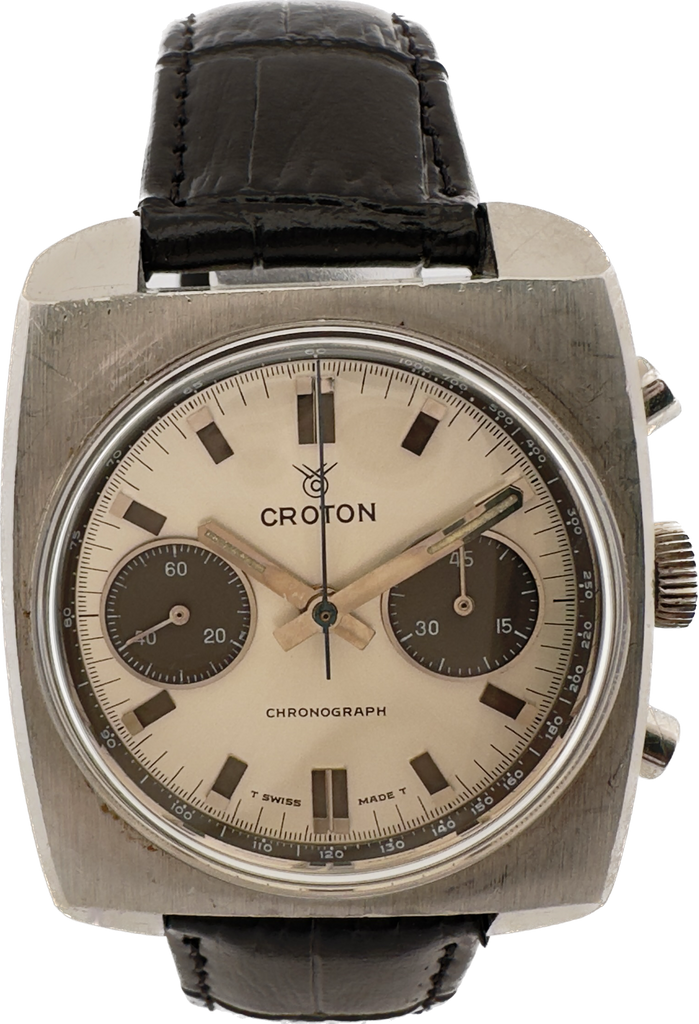 Vintage Croton 109A Men's Chronograph Wristwatch Landeron 248 Steel w Gray Sub