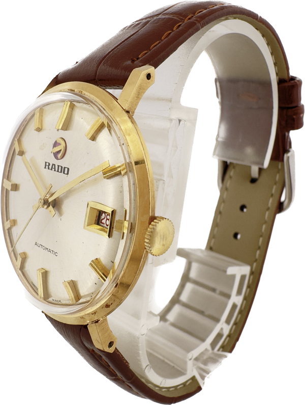 Vintage 35mm Rado 17 Jewel Men's Automatic Wristwatch Swiss 18k Gold Rare