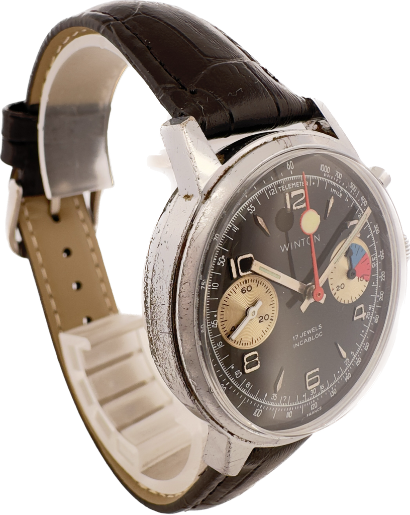 Vintage Winton 17J Men's Chronograph Wristwatch Valjoux 7733 w 