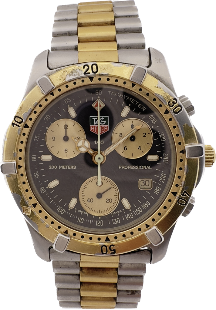 Vintage Tag Heuer CE1120 Men's Quartz Chronograph Wristwatch Swiss Made Two Tone
