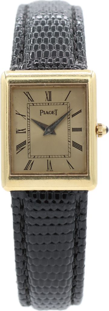 Vintage Piaget 4080 Midsize Tank Ladies Mechanical Wristwatch 4P Swiss 18k Gold