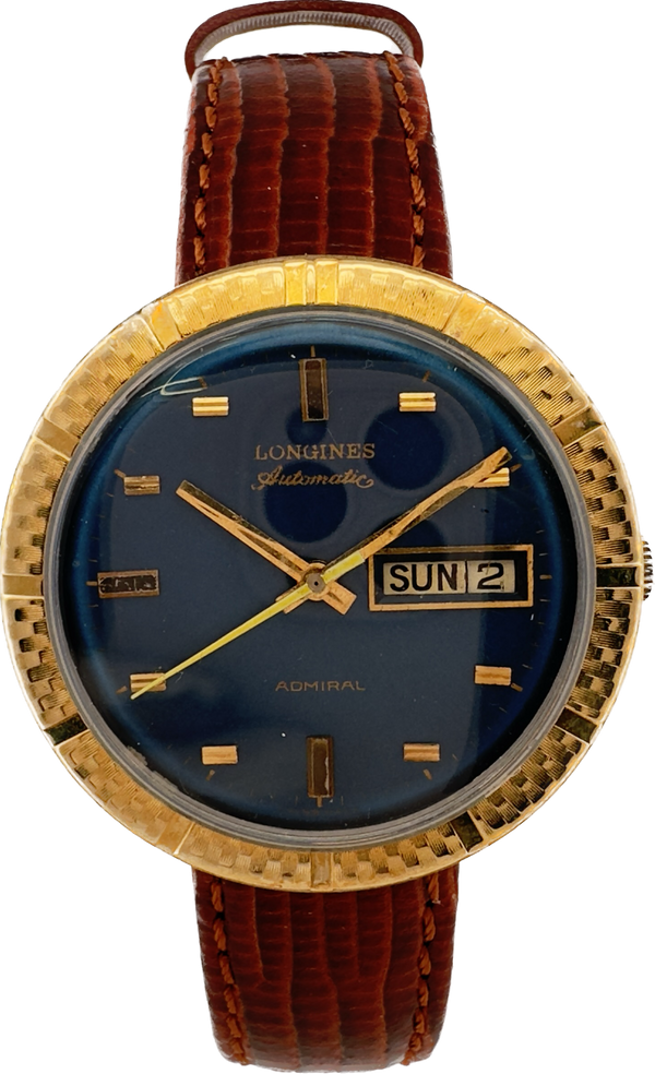 Vintage Longines Men's Automatic Wristwatch Swiss Blue w 10k Gold Filled Bezel