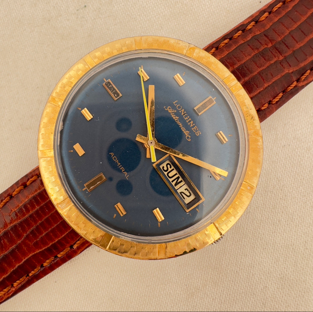 Vintage Longines Men s Automatic Wristwatch Swiss Blue w 10k Gold Fill thewatchpreserve