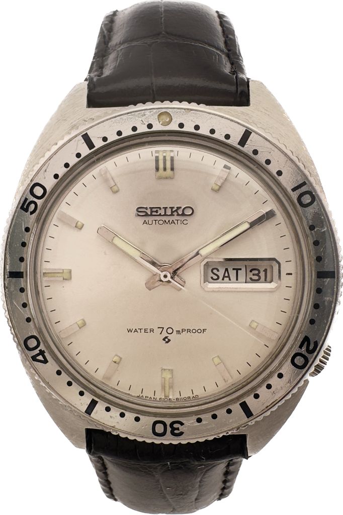 Vintage 1968 Seiko Diver 17J Men's Automatic Wristwatch 6106-8100 Steel Silver