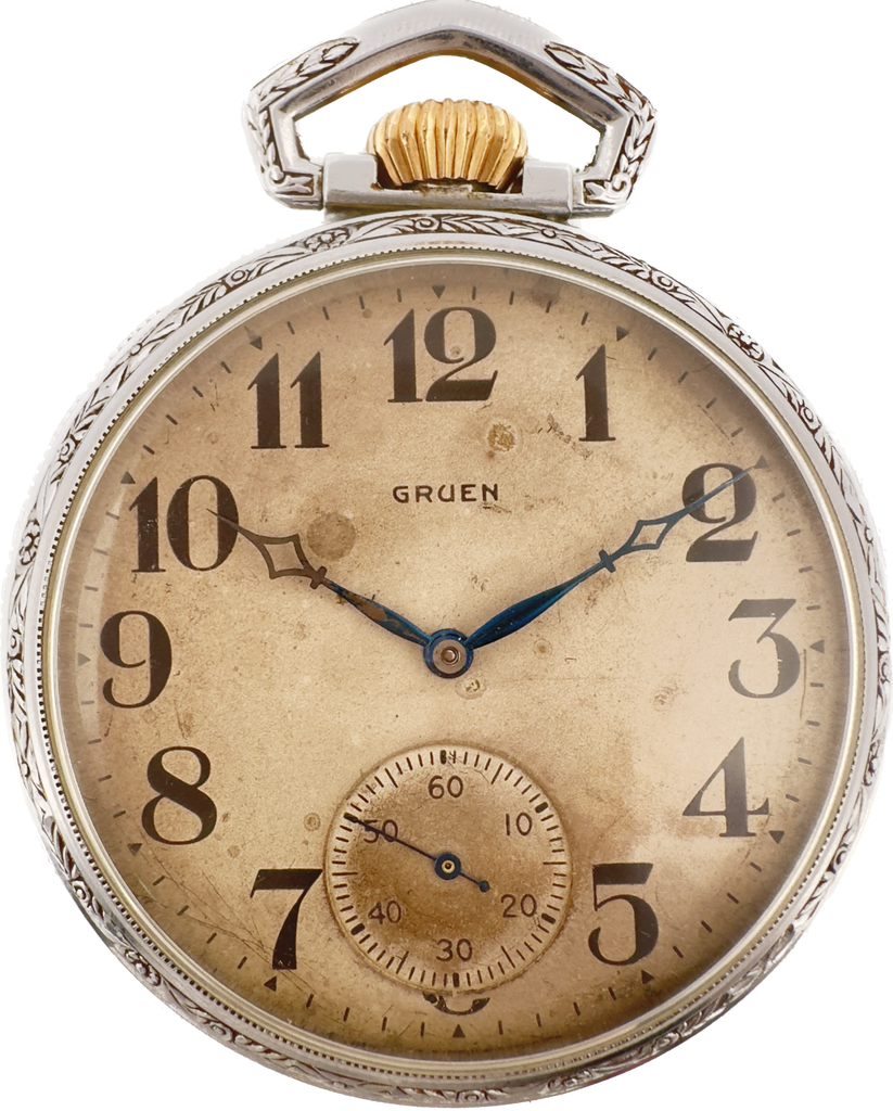 Antique Gruen 52 Extra 21 Jewel Pocket Watch High Grade w Mustache Regulator