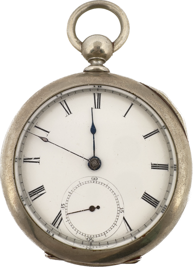 Antique 1865 18S Waltham Ellery Key Wind Pocket Watch Silverine Runs Civil War
