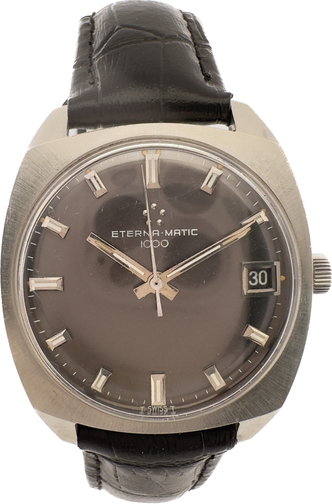 Vintage Eterna-Matic 110T Men's Automatic Wristwatch 1489K Steel w Gray Dial