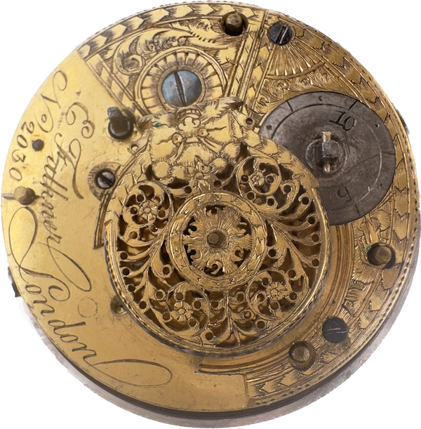 Antique E Falkner London Key Wind Fusee Pocket Watch Sterling Silver Pair Case