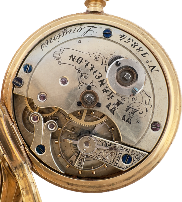 Antique 44mm Early Longines E Francillon Key Wind Hunter Pocket Watch 18k Gold