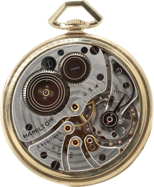 Antique 10 Size Hamilton 21 Jewel Mechanical Pocket Watch Grade 921 14k Gold