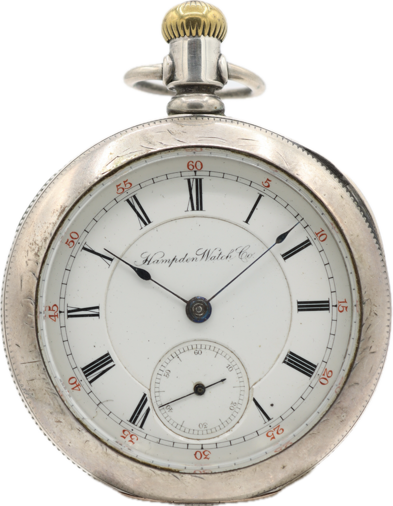Antique 18 Size Hampden Model 3 15 Jewel Mechanical Pocket Watch Coin Silver