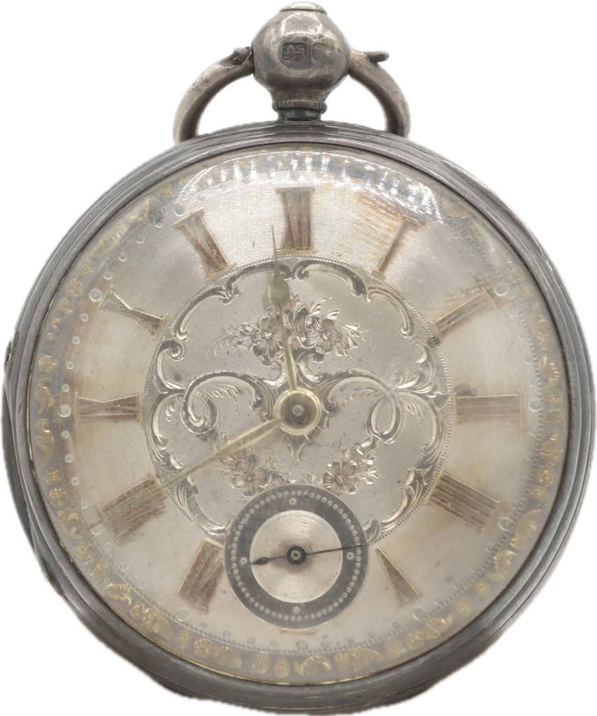Antique Thomas Robinson  Fusee Pocket Watch w Sterling Dial w Gold Indices