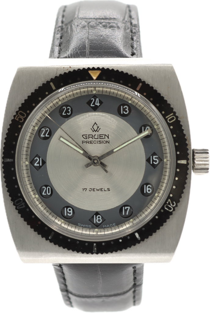 Vintage 40mm Gruen 27524 Airflight Pilot Men's Mechanical Wristwatch Swiss Steel