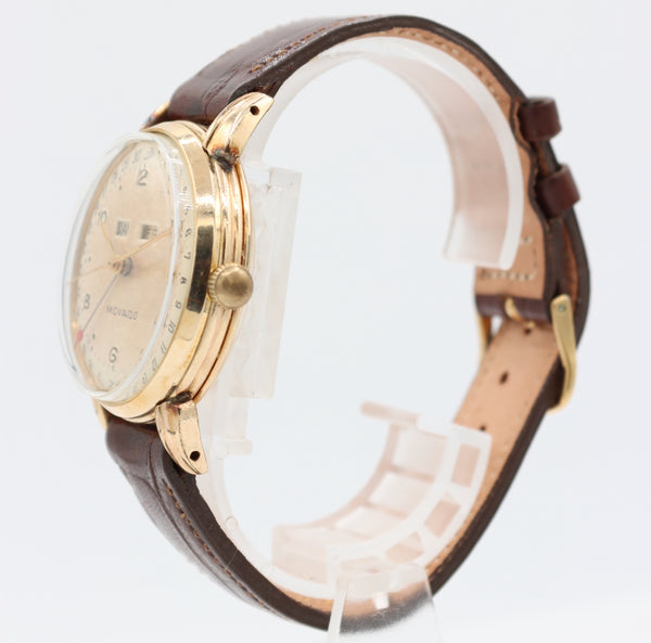 Vintage 35mm Movado Triple Date Men's Automatic Wristwatch 225M Gold Filled