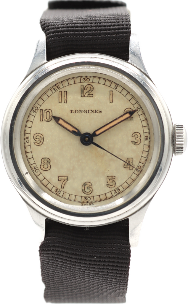 Vintage 33.5mm Longines USN Buships Men's Mechanical Wristwatch 10L Swiss Steel