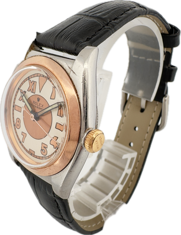 Rolex 3133 Bubbleback Men's Automatic Wristwatch Steel & Rose Gold Roman & Arabic