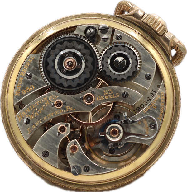 Antique 16s Hamilton 23 Jewel Mechanical Railroad Pocket Watch Grade 950 10k RGP