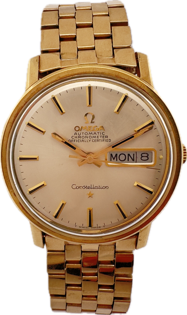 Omega 168.016 Constellation Men's Automatic Wristwatch Gold Capped w Brick Band