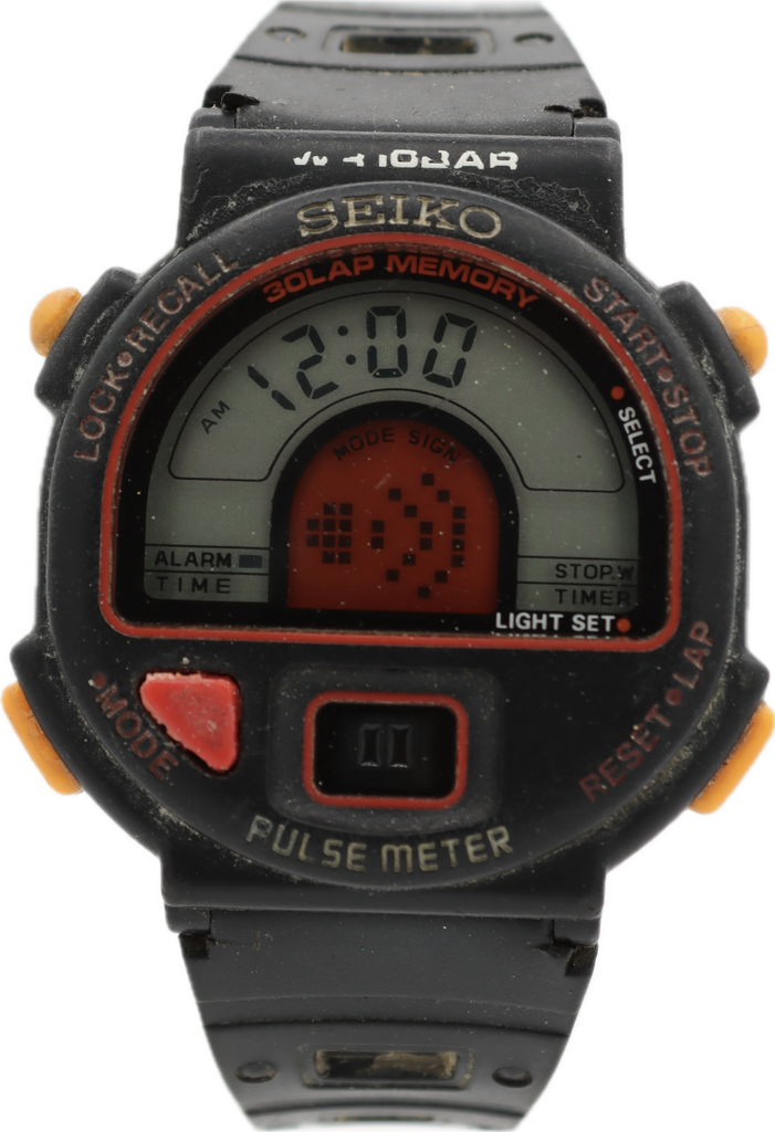 Vintage 38mm Seiko S240-400C  Pulse Meter Men's Quartz Wristwatch S240 Japan Plastic