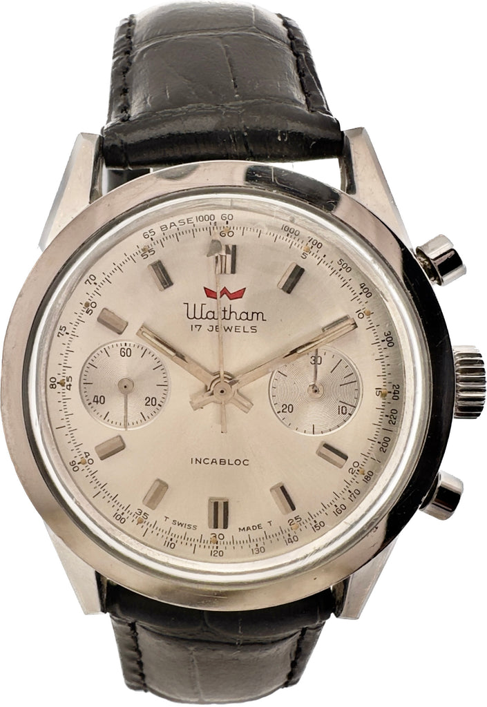 Vintage Waltham Men's Chronograph Wristwatch Landeron 248 Steel w Coin Style Case
