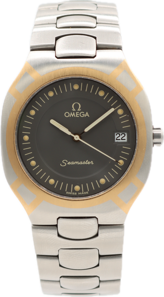 Vintage 31mm Omega 396.1022 Seamaster Polaris Quartz Wristwatch 18k & Steel