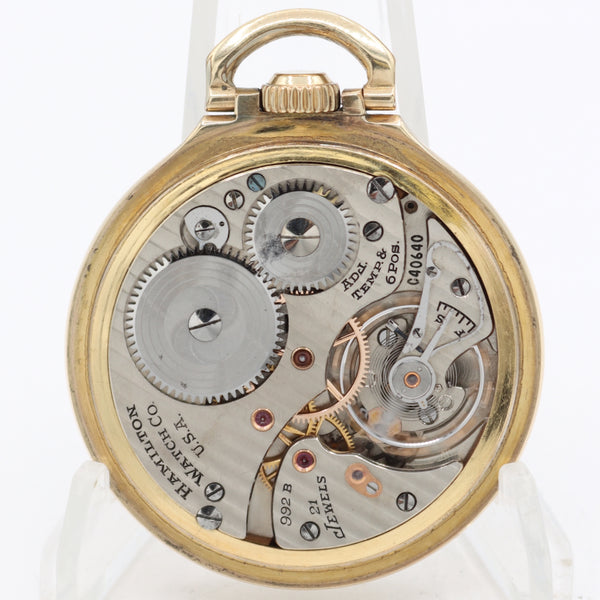 Vintage 1942 Hamilton 21j Mechanical Railroad Pocket Watch 992B 10k RGP USA