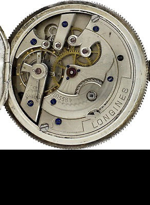Antique Longines 17J Mechanical Hunter Pocket Watch Coin Silver w FancyGilt Dial