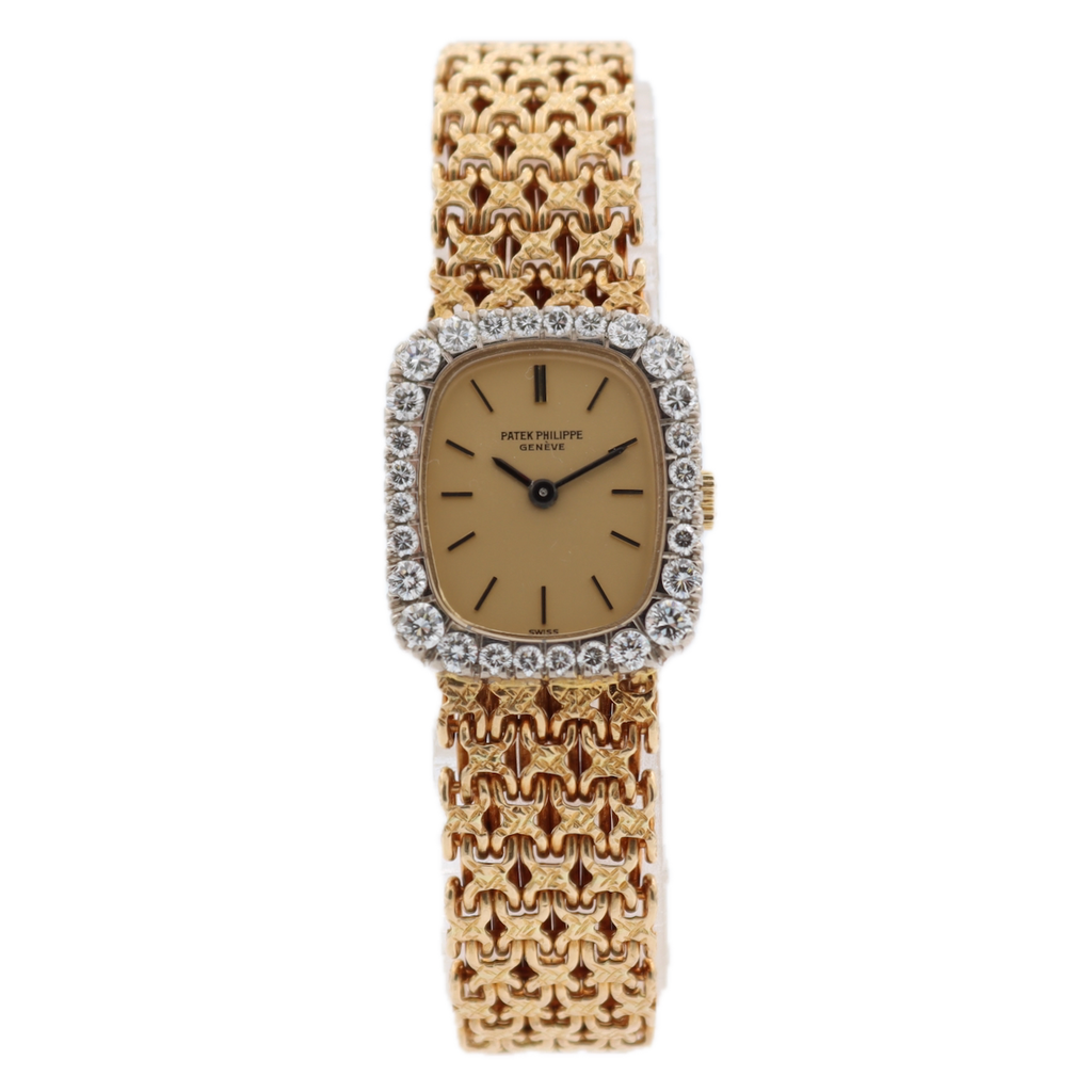 Vintage Patek Philippe 4102-2 Ellipse Ladies Mechanical Wristwatch 18k Gold