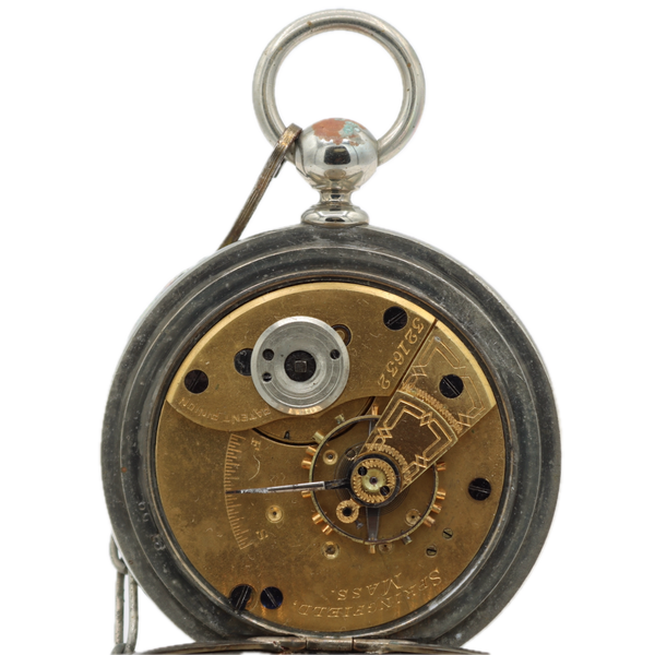 Antique 18s 1884 Hampden 7j Key Wind Pocket Watch Springfield Silverine USA
