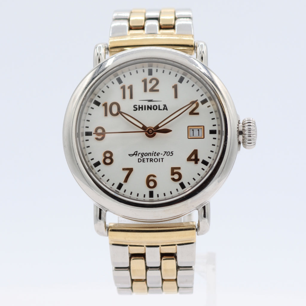36mm Shinola Runwell White Dial Men's Quartz Wristwatch Argonite-705
