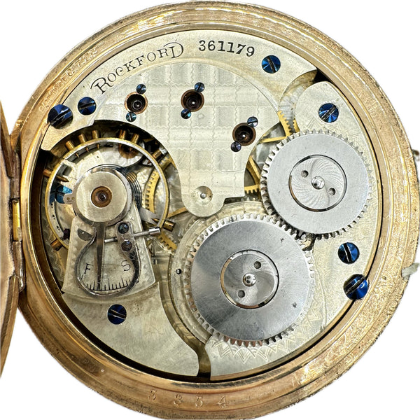 Antique 16Size Rockford Mechanical Hunter Config. Pocket Watch 103 Gold Filled