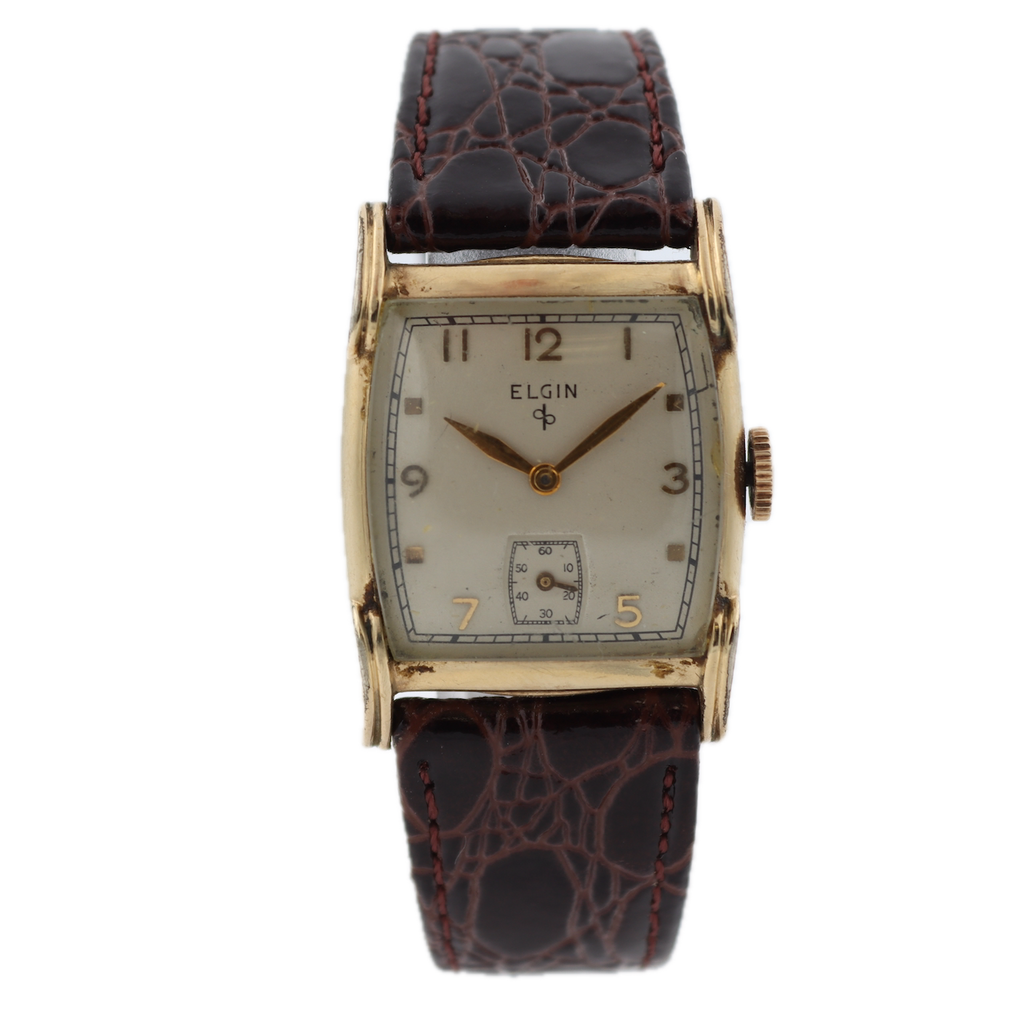 Vintage 25mm Elgin 5714 15 Jewel Men's Mechanical Wristwatch 554 USA 10k GF