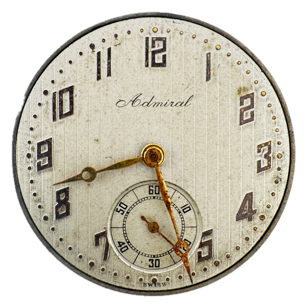 Antique 12 Size Admiral 6 Jewel Mechanical Pocket Watch Movement 759 Swiss