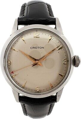 Vintage Croton 17 Jewel Men's Mechanical Wristwatch A8DA C 2495 Stainless Steel