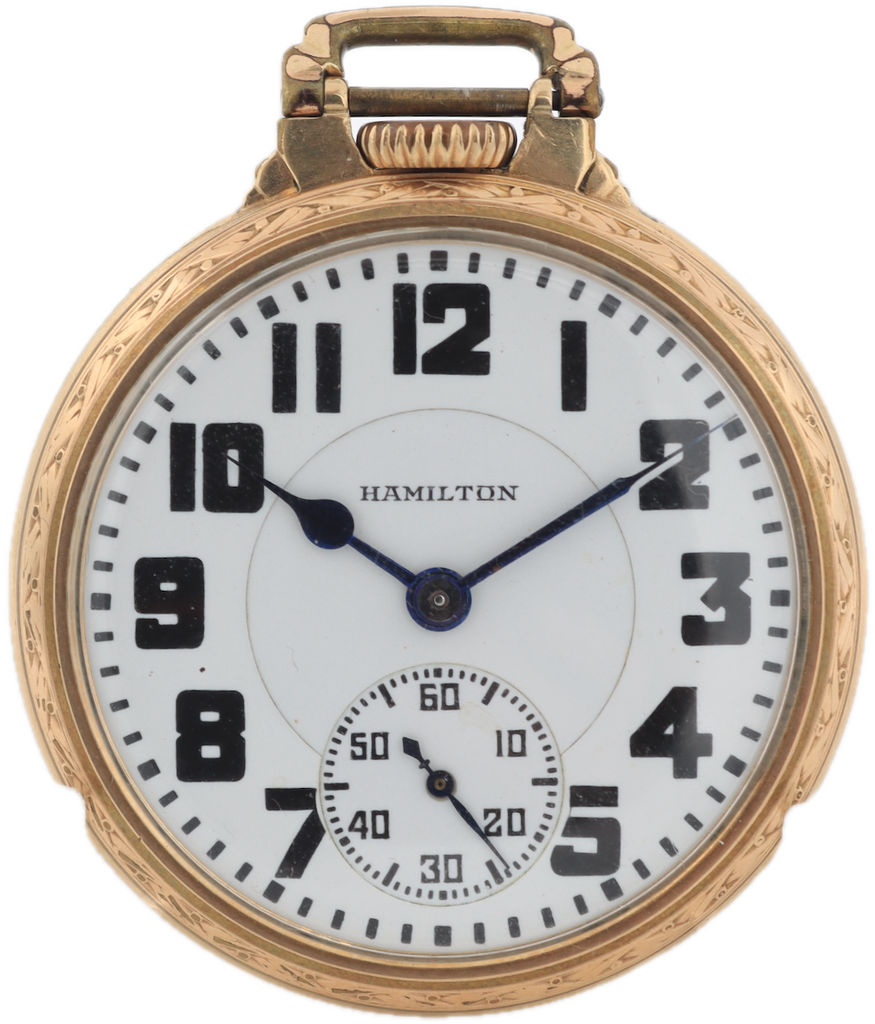 Vintage 16s 1934 Hamilton Bar over Crown 21 Jewel Railroad Pocket Watch 992E