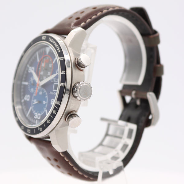 44mm Citizen B612-S111200 Blue Dial Men's Quartz Chronograph Wristwatch Steel