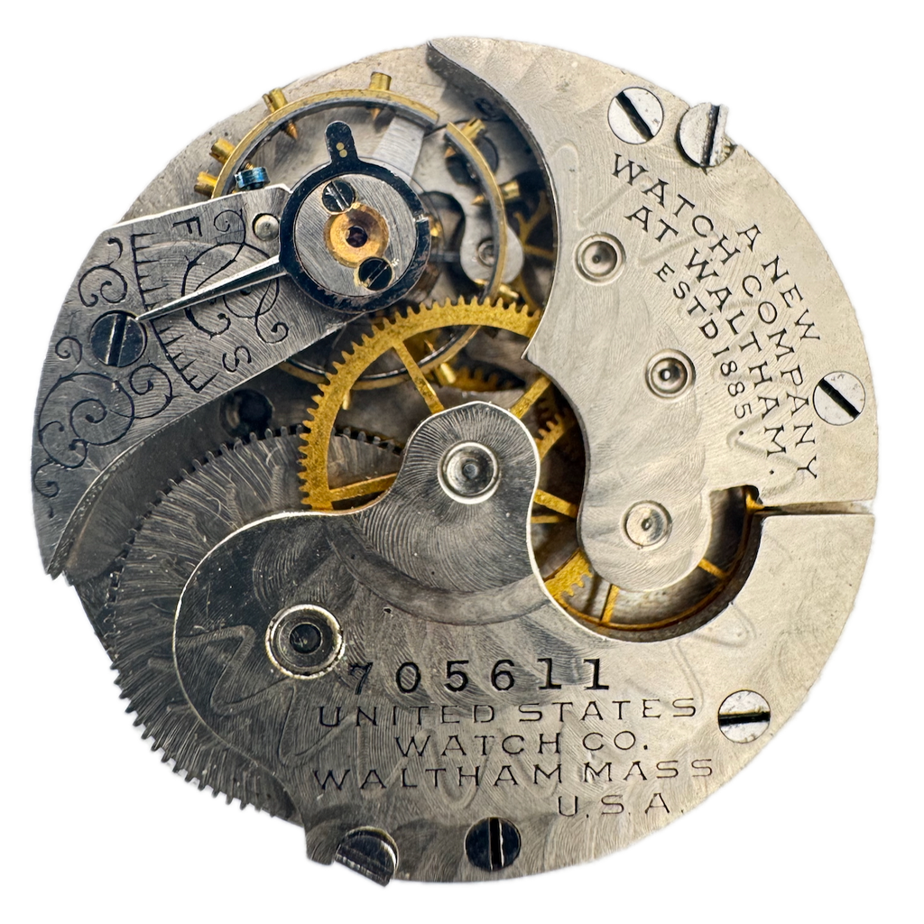 Antique 0s 1902 US Watch Co. 7j Mechanical Hunter Pocket Watch Movement 176 USA